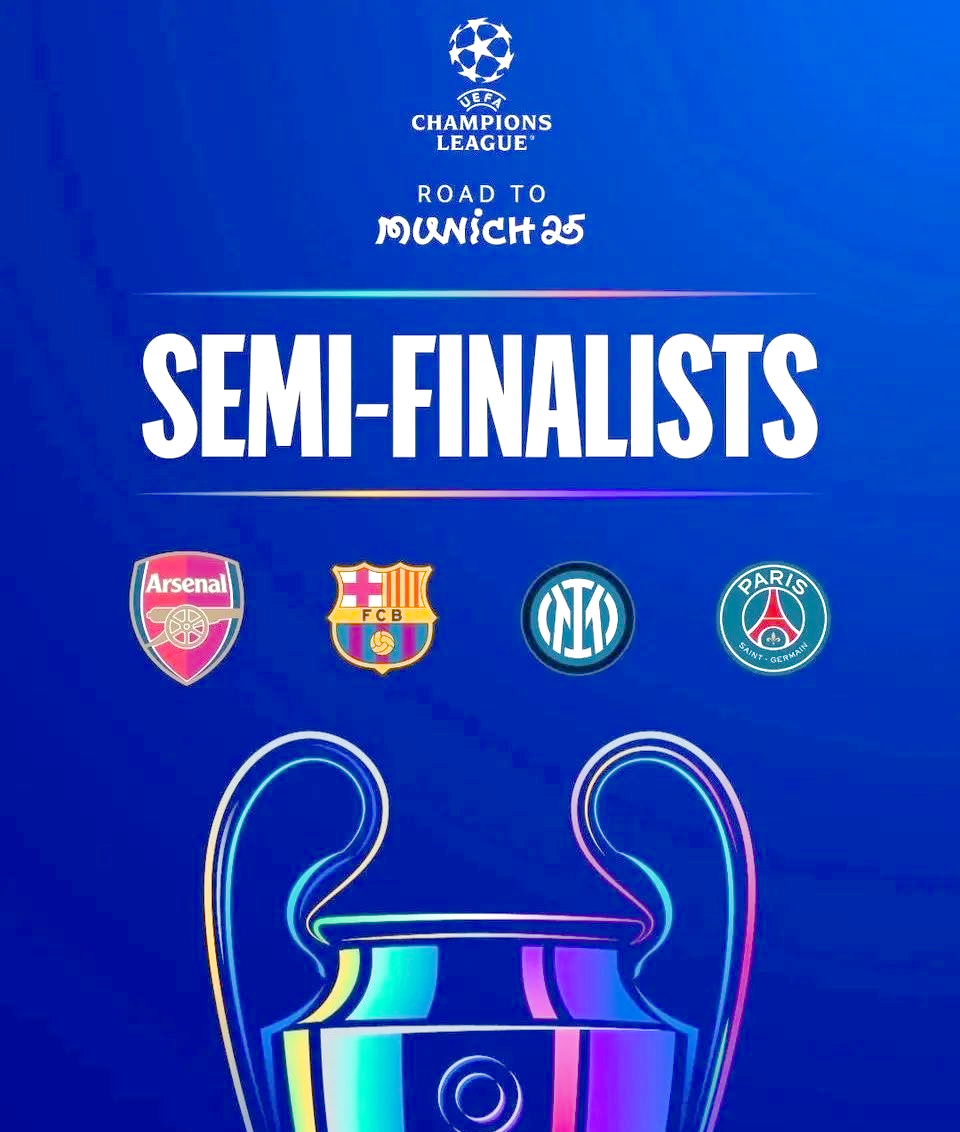 关于阿森纳坚持到底，成功杀入欧冠四强的信息